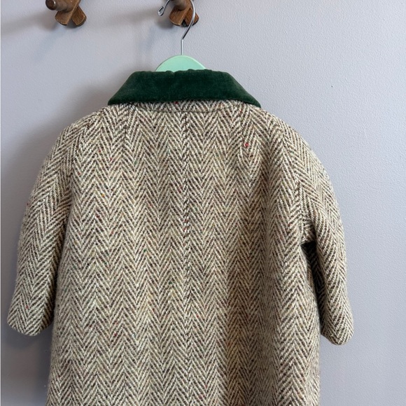 Vintage Brown Herringbone Wool Velvet Coat Tan/Brown Size 2/3 See Measurement - Picture 5 of 6